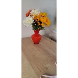 Mid Century Hand-Blown Red and Orange Art Glass‎ Vase